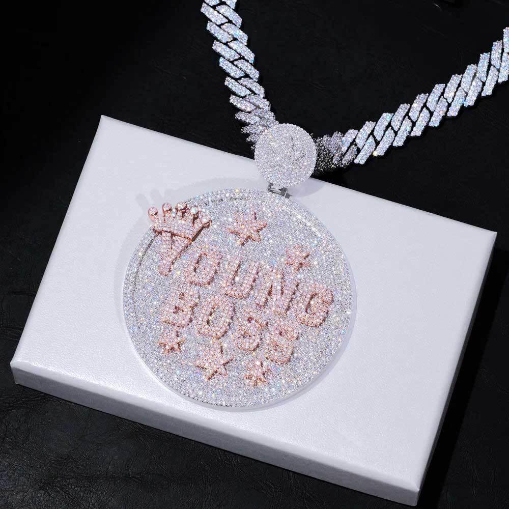 Custom Star & Crown Letter Pendant Necklace with Zircon Stones for Men | Caratix Jewelry - CaratixJewelry
